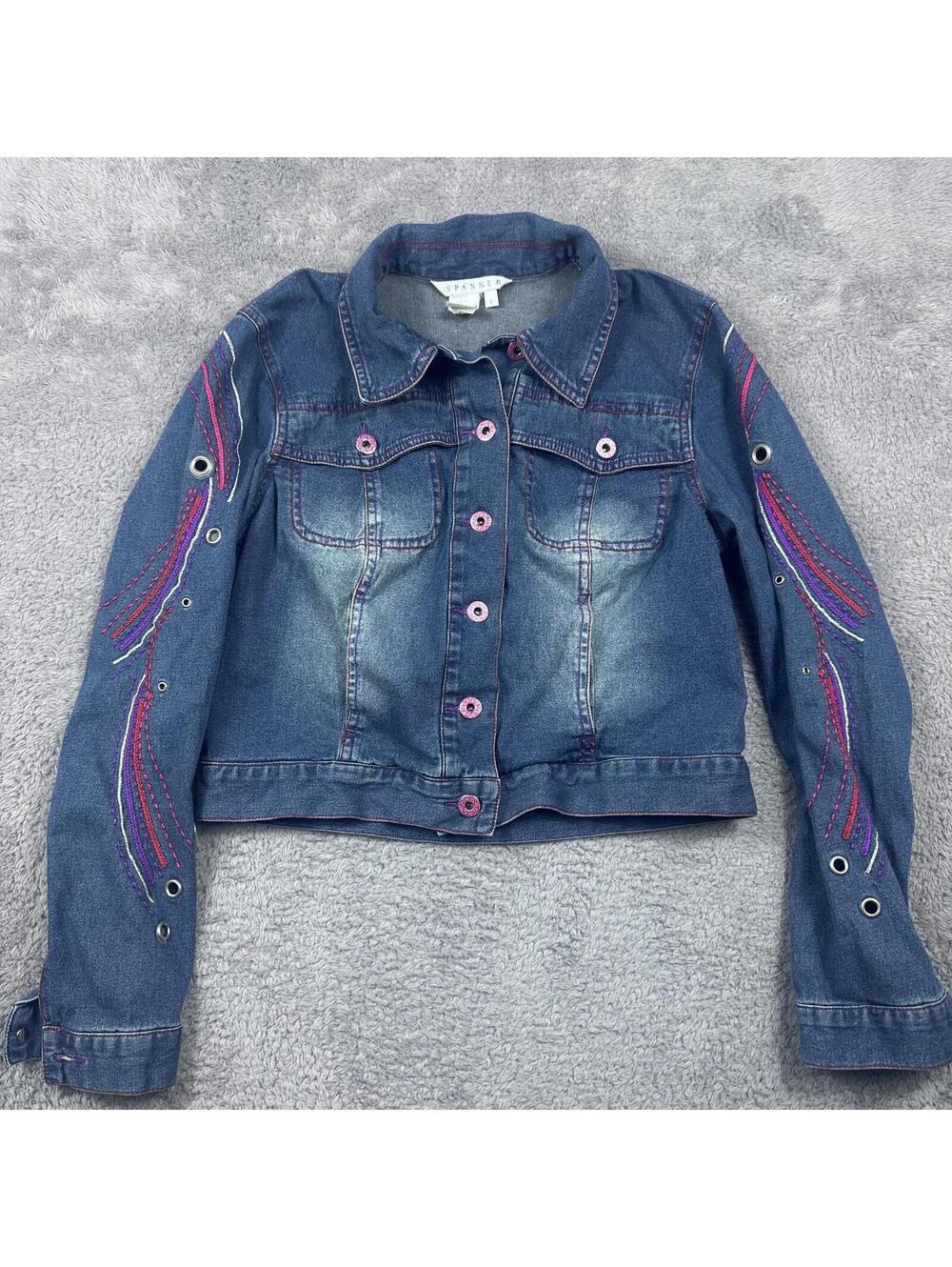 Spanner Embroidered Denim Jacket Size 6